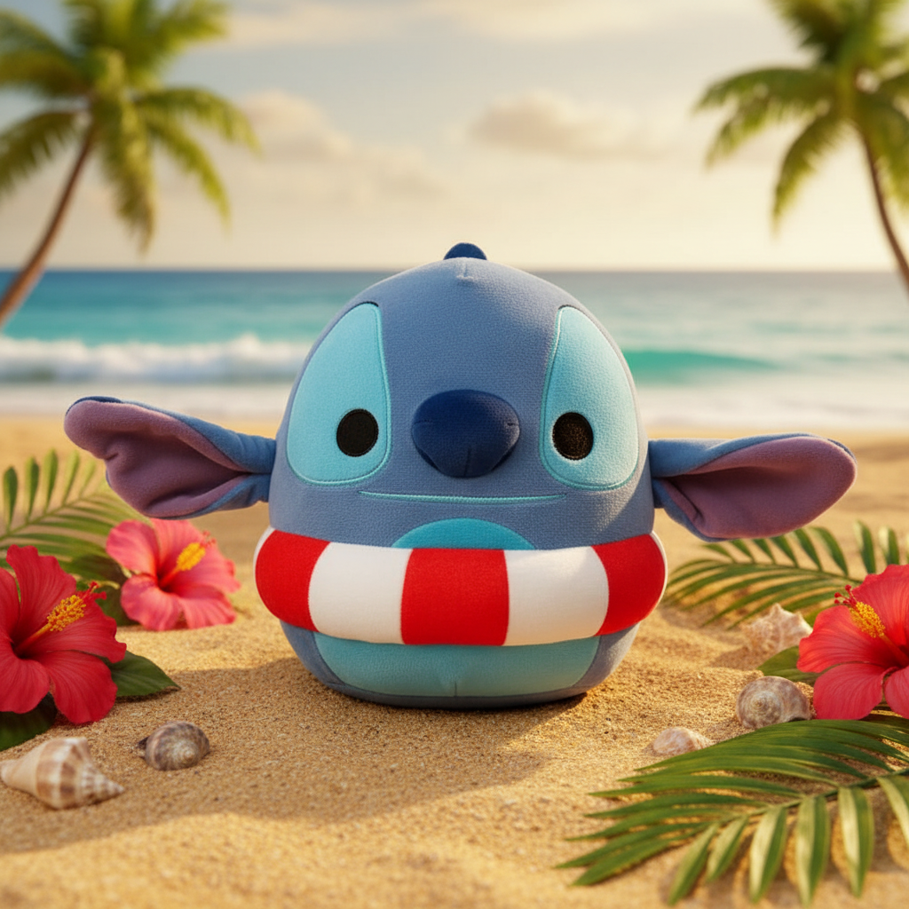 Peluche Squishmallows Stitch avec bouée