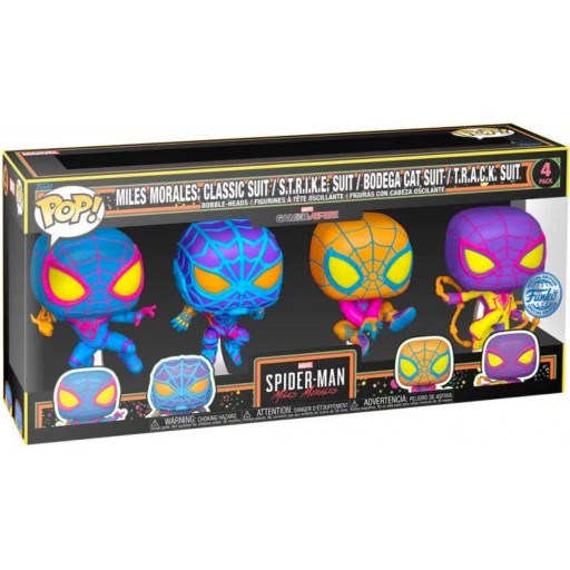 Funko Pop! Miles Morales 4-Pack (Black Light) (SE) – Spider‑Man