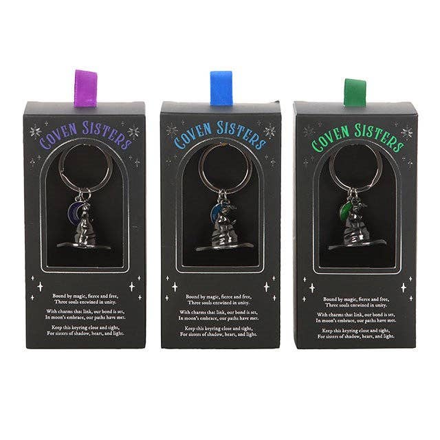 Ensemble de 3 porte-clés chapeau de sorcière Sœurs du Coven