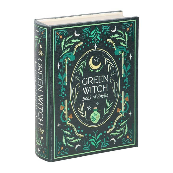 Boîte de rang ement en forme de livre de sorcière verte