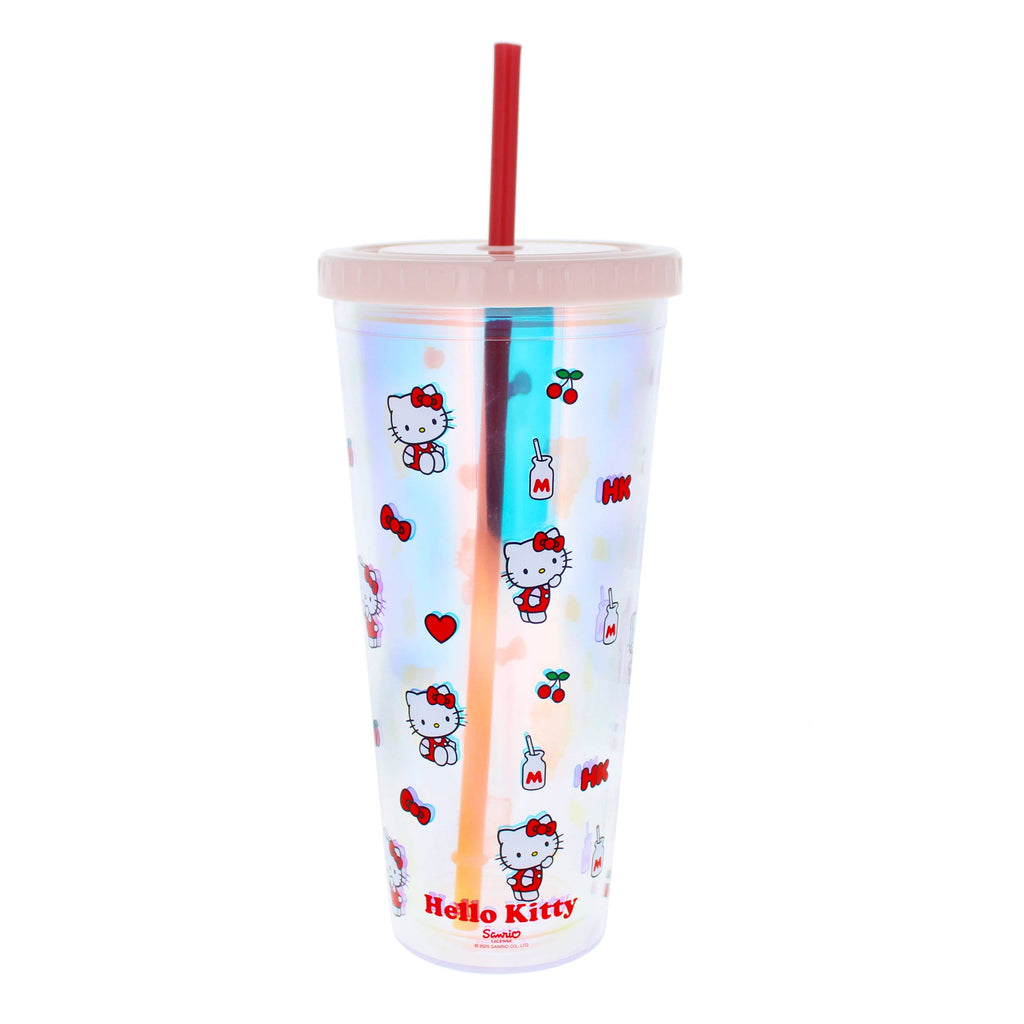 Gobelet – Hello Kitty rose holographique avec paille | Blueprint Collections – vue 1