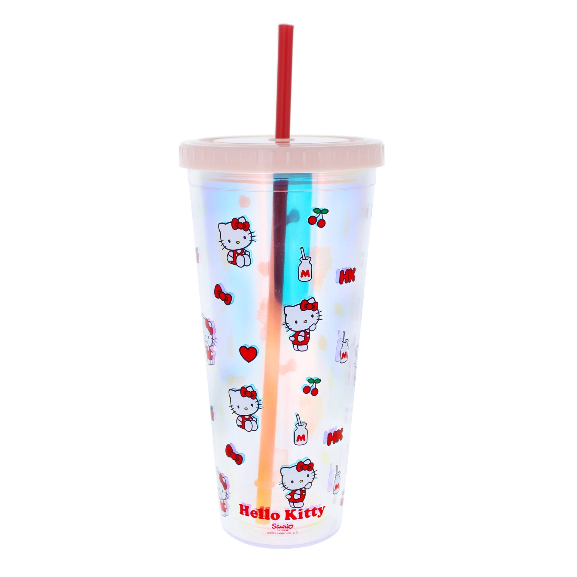 Gobelet – Hello Kitty rose holographique avec paille | Blueprint Collections – vue 1