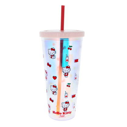 Gobelet – Hello Kitty rose holographique avec paille | Blueprint Collections – vue 1