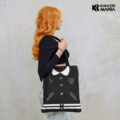 Mercredi Varsity-Sac de Courses Shopping Bag, Noir