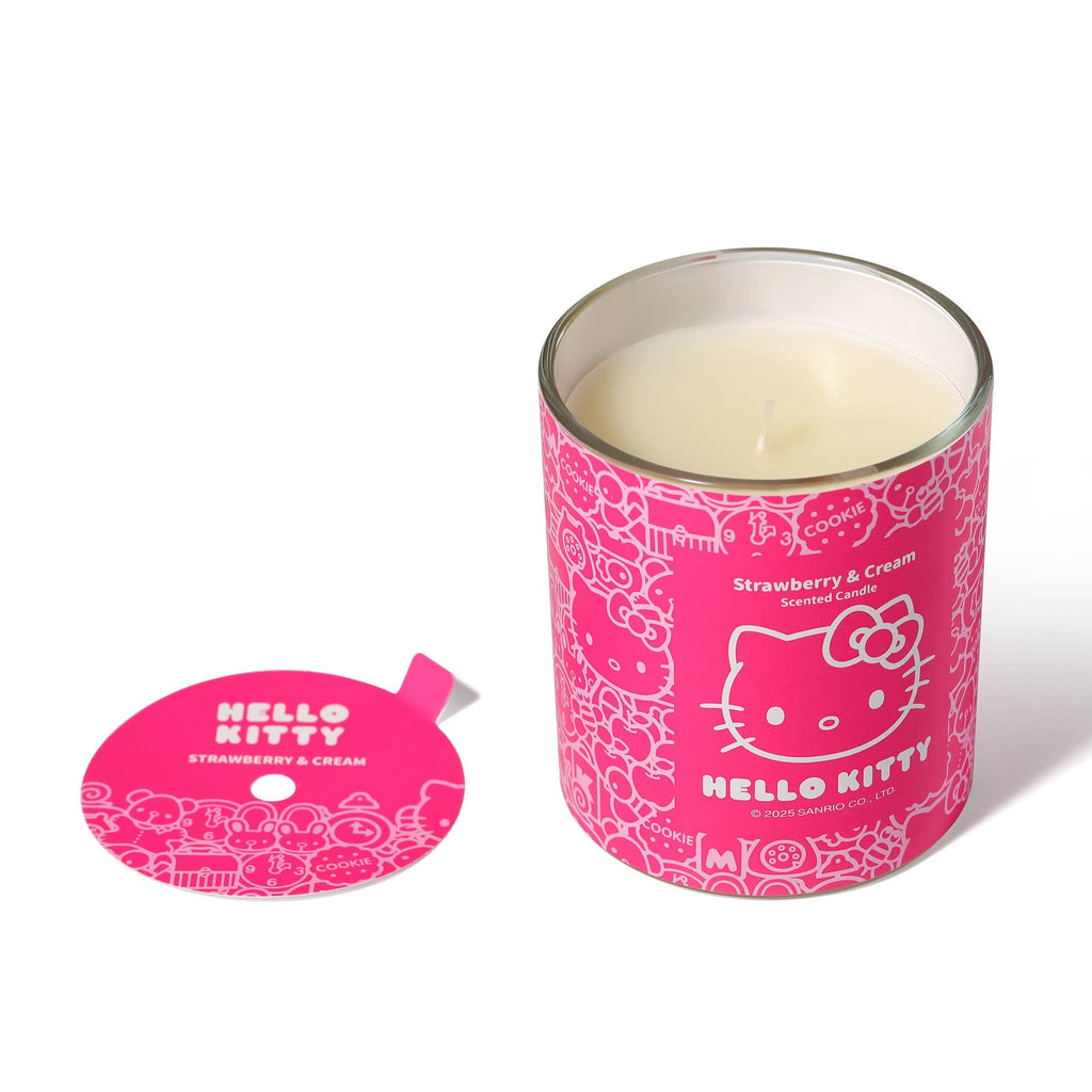 Bougie Imprimé Original Hello Kitty, Parfum Fraise & Crème