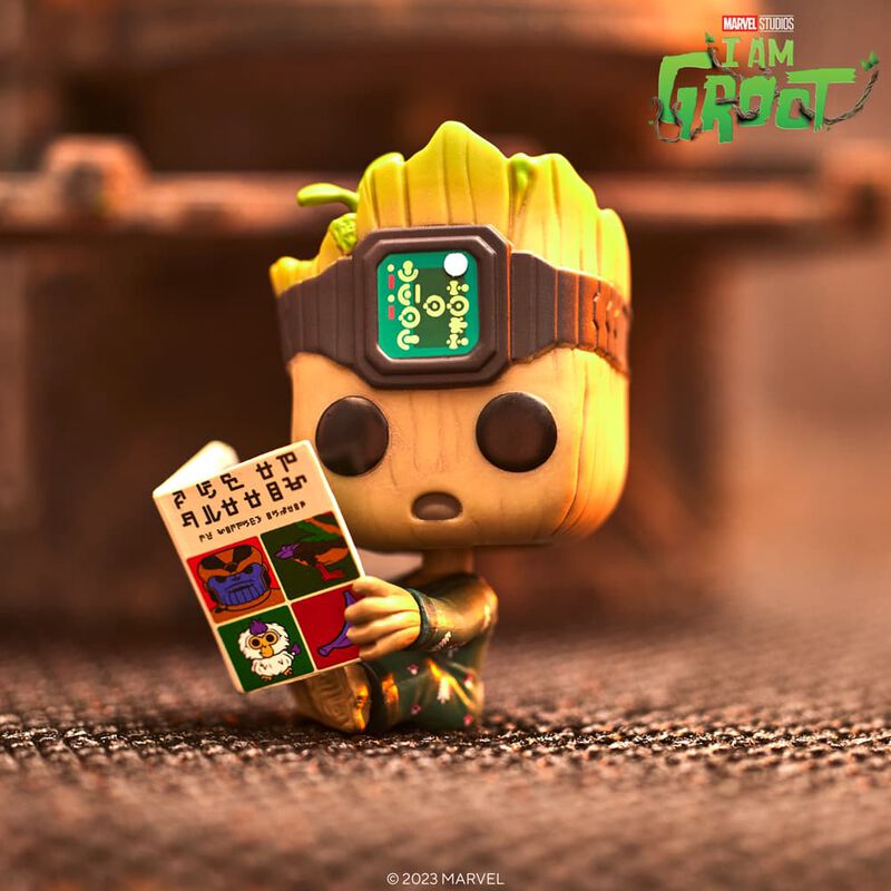 pop groot in onesie with book 1193