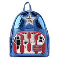 MARVEL Shine Captain America Cosplay Mini Sac à Dos Loungefly Marvel Metallic Captain America Cosplay Mini Backpack