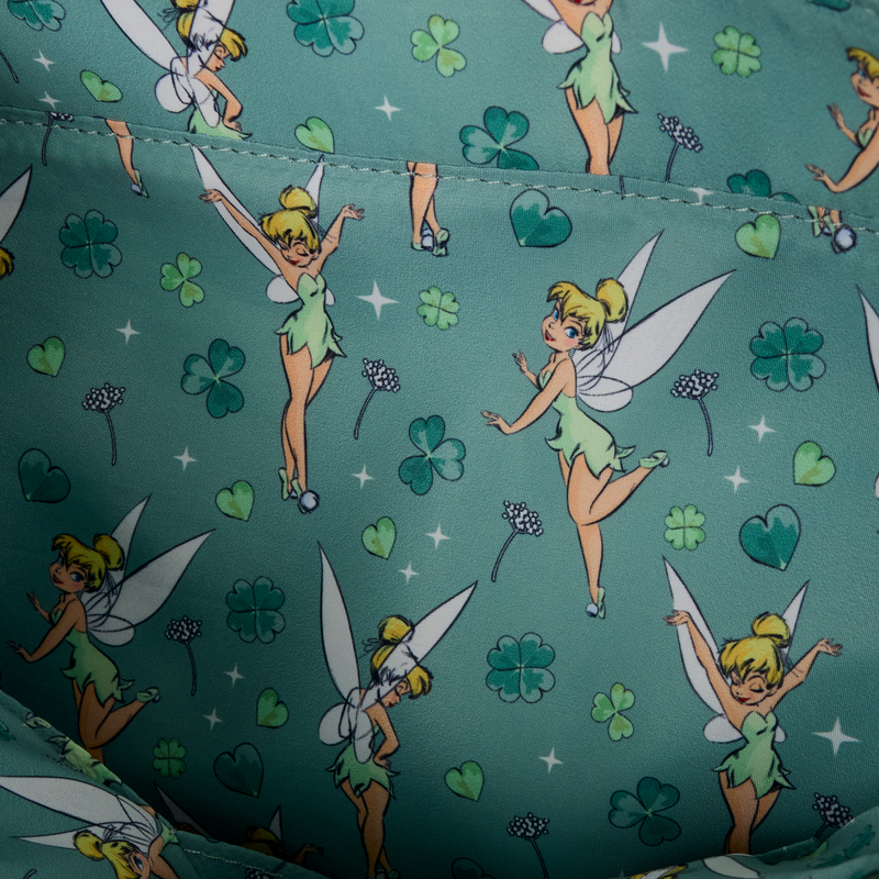 peter pan tinker bell clover all over print tote crossbody bag with coin bag