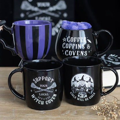 Tasse à Thé Rayée Violet & Noir – Anse Aile de Chauve-Souris