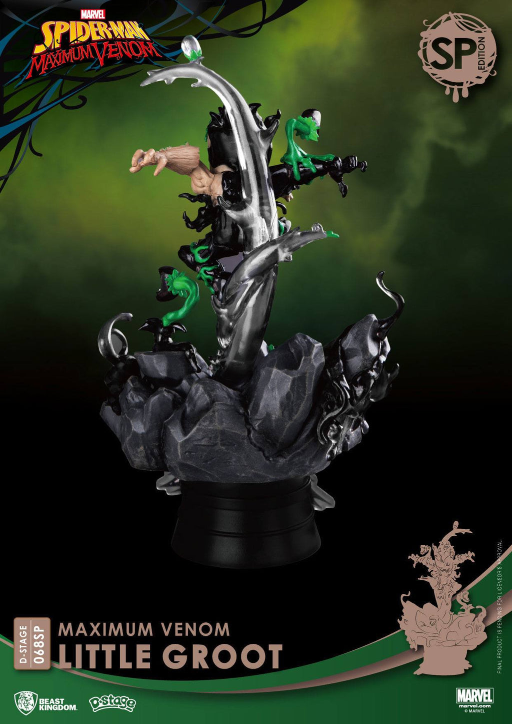 marvel comics diorama pvc d stage maximum venom little groot special edition 16 cm